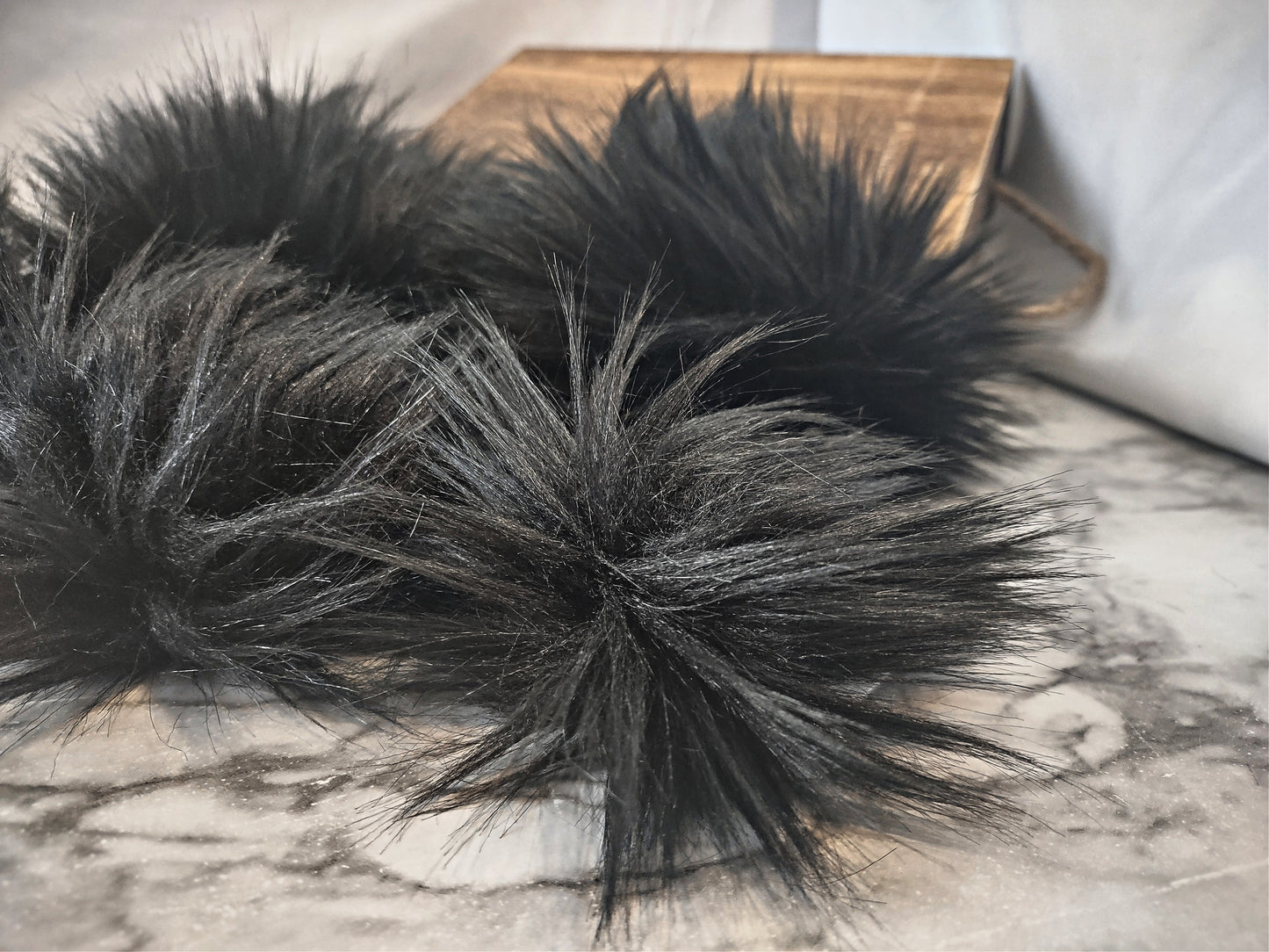 BLACK Faux Fur Pom Poms