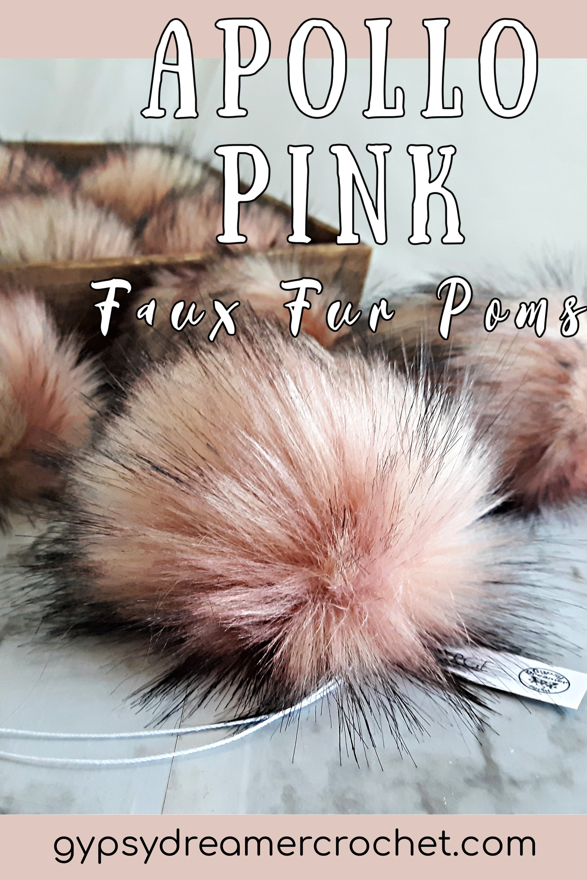 APOLLO Soft Pink Peach Grey Faux Fur Poms – GypsyDreamerCrochet