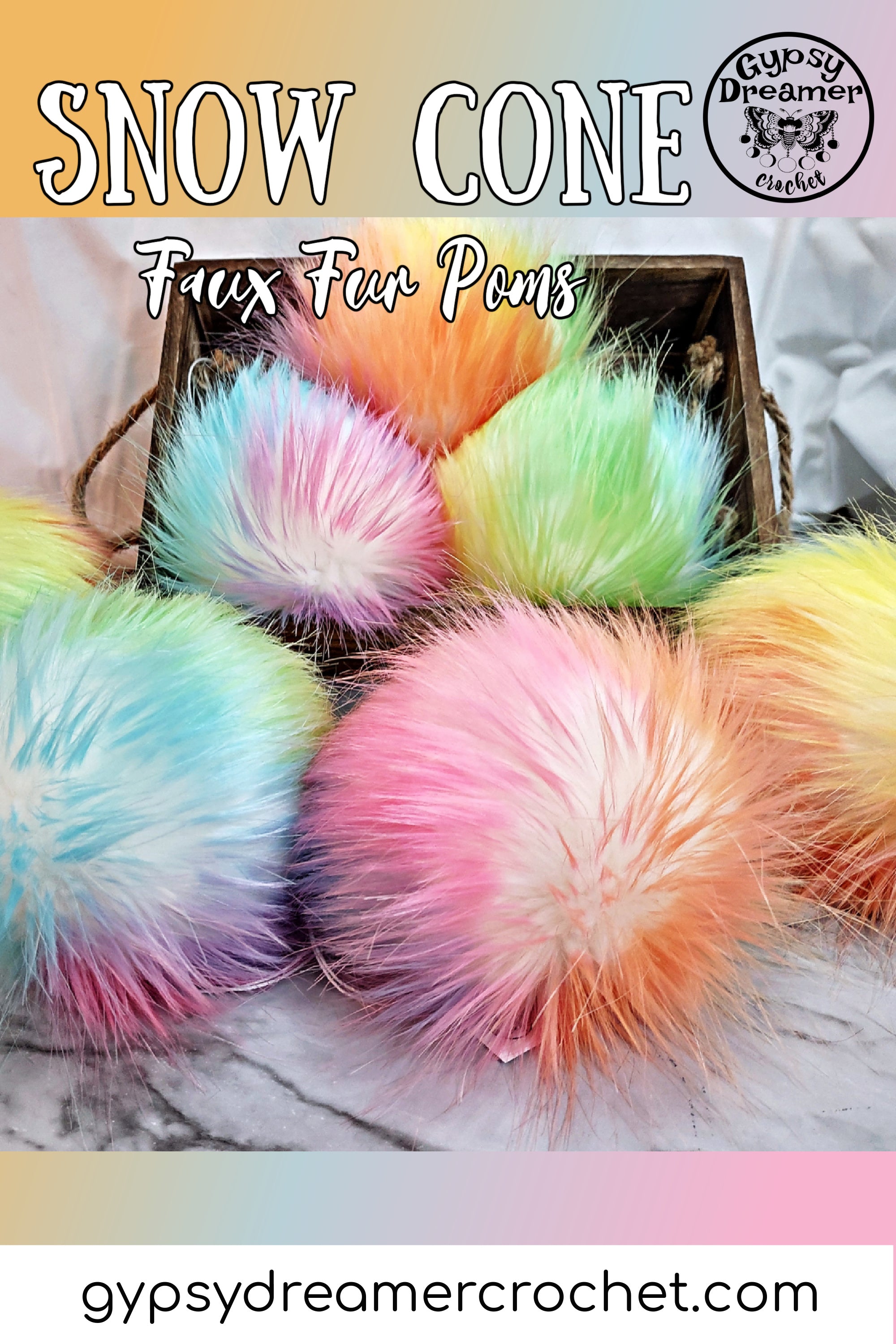 4 Faux Fur Pom Pom Keychain Rainbow Color