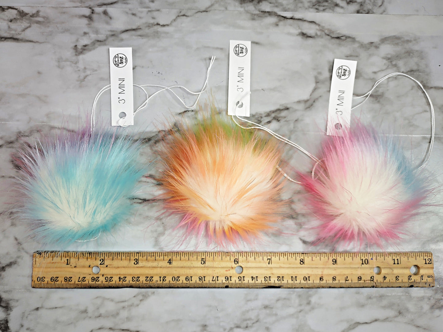 SNOW CONE Rainbow Pink Blue Green Purple Faux Fur Pom