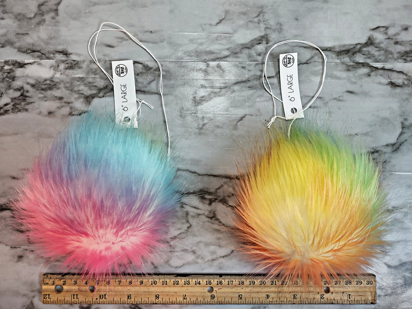 SNOW CONE Rainbow Pink Blue Green Purple Faux Fur Pom