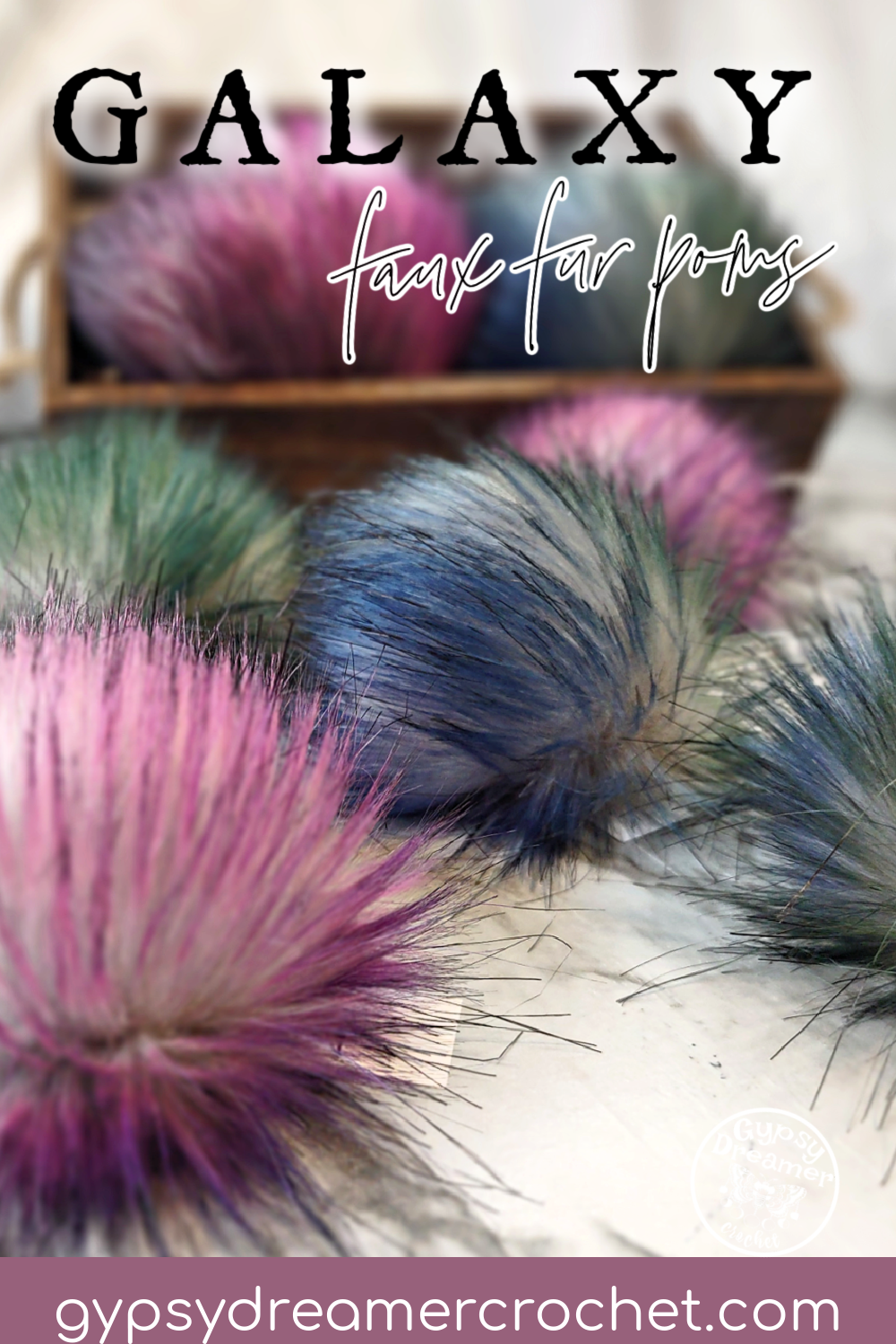 GALAXY Rainbow Black Pink Purple Blue Green Faux Fur Pom