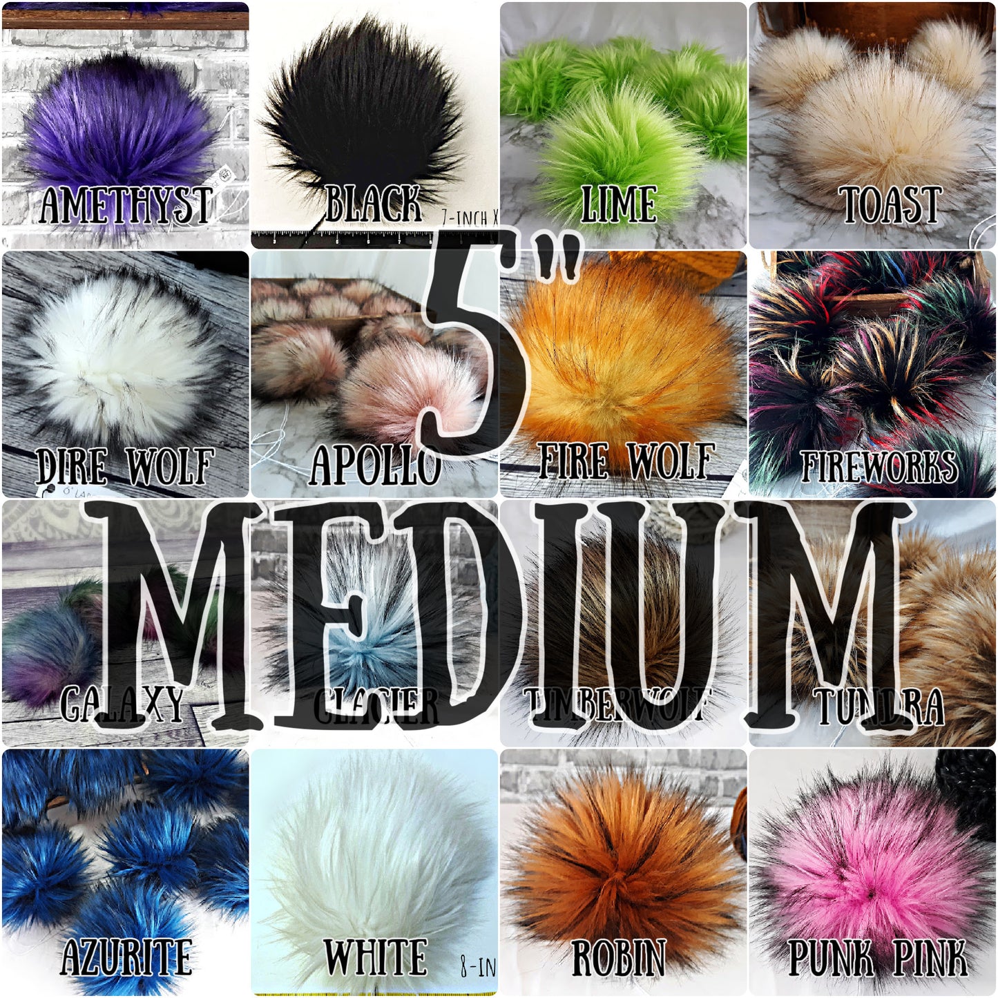 Bulk Faux Fur Poms | 5" Medium | Packs of 10