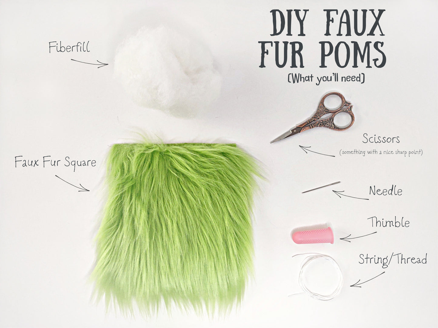 6" Large | DIY Faux Fur Pom Squares | Pre-Cut Faux Fur Squares