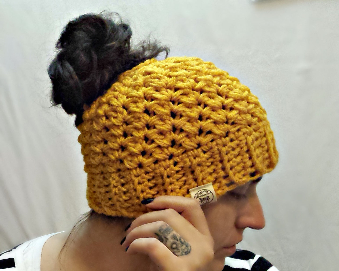 Chunky Bun Beanie Crochet Pattern | VALERIE